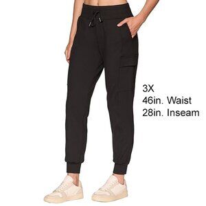 RBX Live Life Active Pull on Pants 3X Black CR7309X Active Wear Tie Waist Women